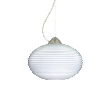 Besa Lighting Pape 10 Cord Pendant, Opal Ribbed, Satin Nickel Finish, 1x100W Incandescent 1KX-491207-SN